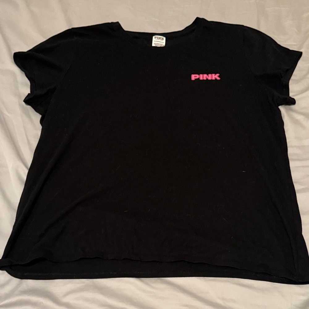 PINK Victoria's Secret Black Tee with Pink Logo